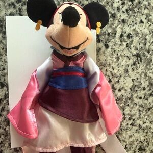 Disney Minnie Mouse Plush in Mulan Pink, White, Blue and Burgundy Outfit